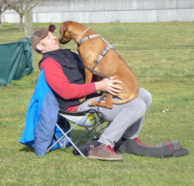 Rhodesian Ridgeback und sein Herrchen lieben die Online-Hundeschule